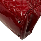 Chanel CC Logo Quilted Mademoiselle Tote Shoulder Bag Red Patent — view 6
