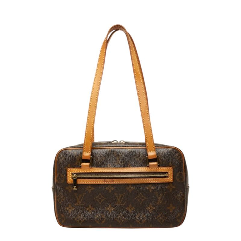 Louis Vuitton Monogram Cite MM Shoulder Bag Brown Leather