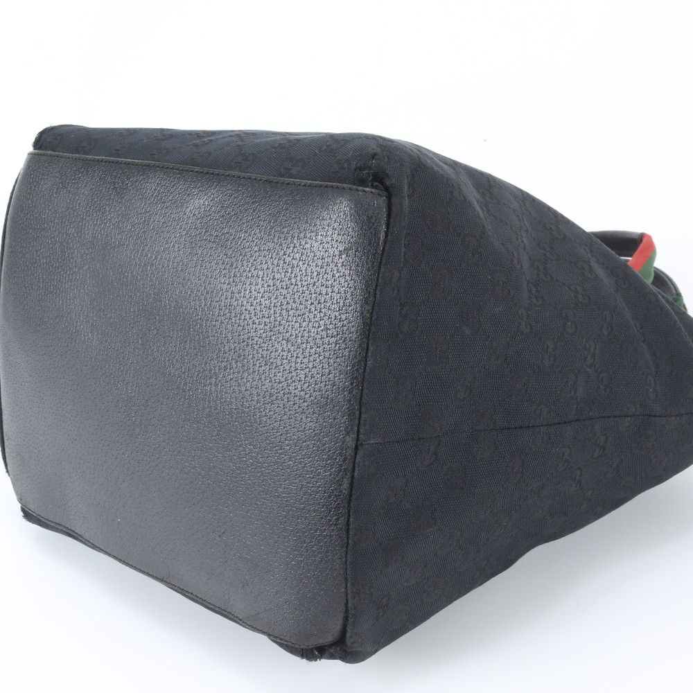 Gucci GG Canvas Leather Tote Bag Shoulder Hand Black — view 4