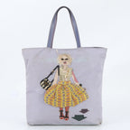 Prada Tessuto Nylon Triangle Logo Doll Embroidery Leather Tote Bag