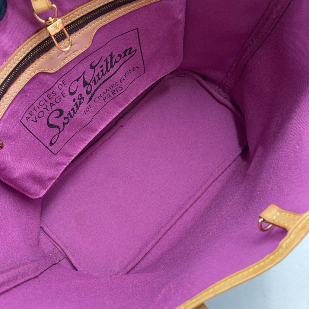 Louis Vuitton Neverfull MM Monogram Leather Brown Multicolor Light Tote Bag Gold — view 3