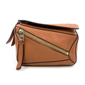 Loewe Puzzle Bum Calfskin Brown Belt Bag Silver