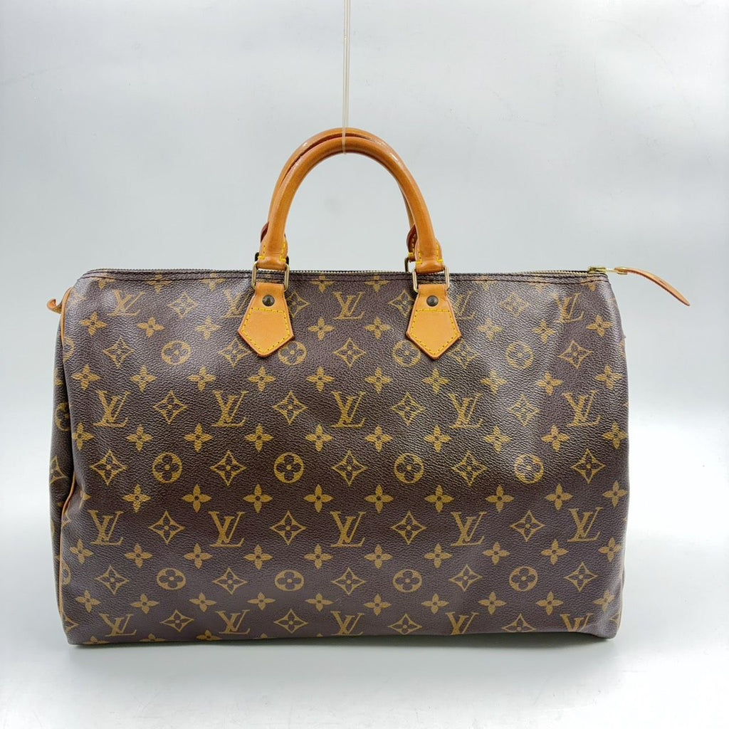 Louis Vuitton Speedy 40 Monogram Leather Brown Light Handbag Gold