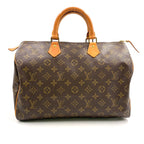 Louis Vuitton Speedy 35 Monogram Leather Brown Light Handbag Gold