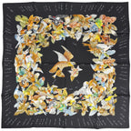 Hermes Carre 90 L'intrus Scarf Intruder Silk Black Multicolor