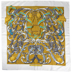 Hermes Carre 90 Le Mors a la Conetable Silk Scarf White Multicolor