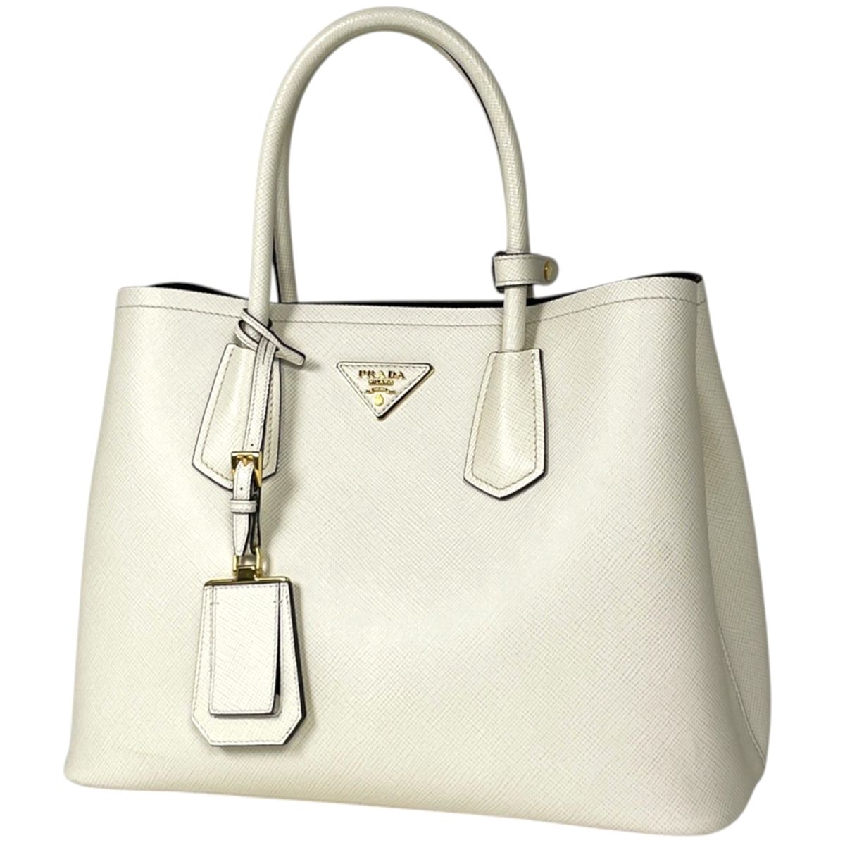 Prada Handbag Double Saffiano Leather White