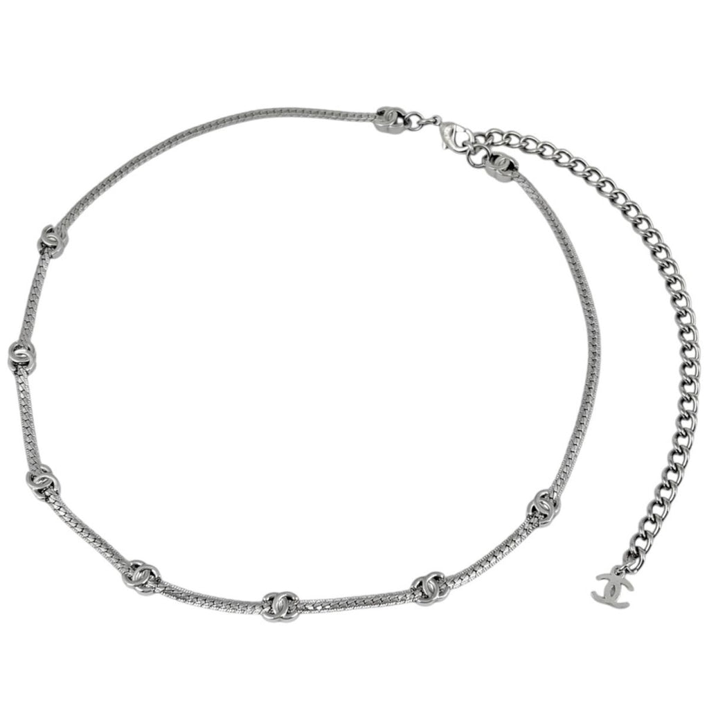Chanel Necklace CC Logo Silver Plated