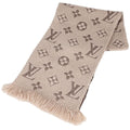 Louis Vuitton Logomania Scarf Monogram Fringe Wool Silk Ecru