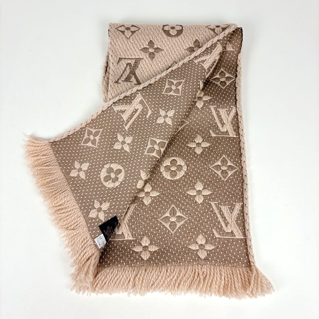 Louis Vuitton Logomania Scarf Monogram Fringe Wool Silk Ecru — view 2