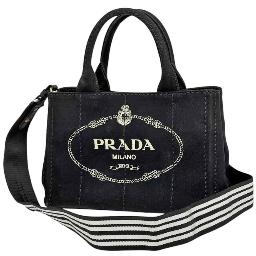 Prada Tote Bag Canapa 2-Way Canvas Nero