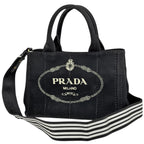 Prada Tote Bag Canapa 2-Way Canvas Nero