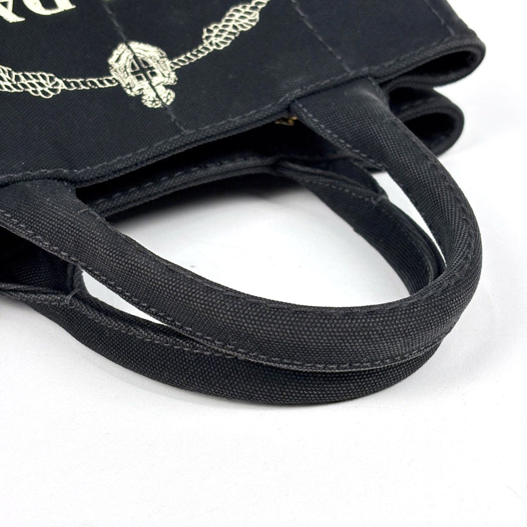 Prada Tote Bag Canapa 2-Way Canvas Nero — view 8