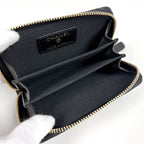 Chanel Card Case CC Logo Coin Purse Zip Around Caviar Leather Rhinestone Black — view 5