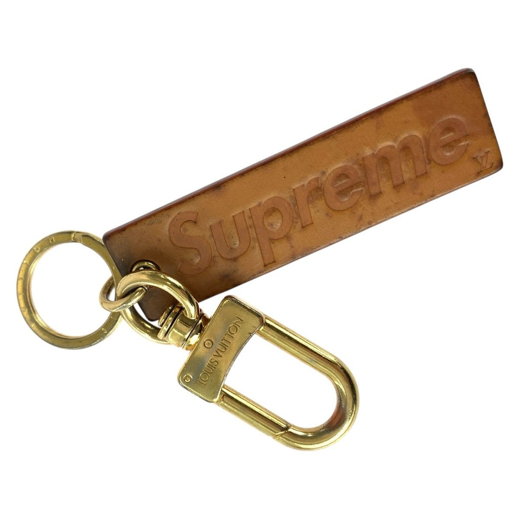 Louis Vuitton x Supreme Brown Gold Vachetta Leather Metal Key Holder