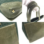 Chanel Shoulder Bag Choco Bar CC Logo Nylon Leather Khaki — view 7