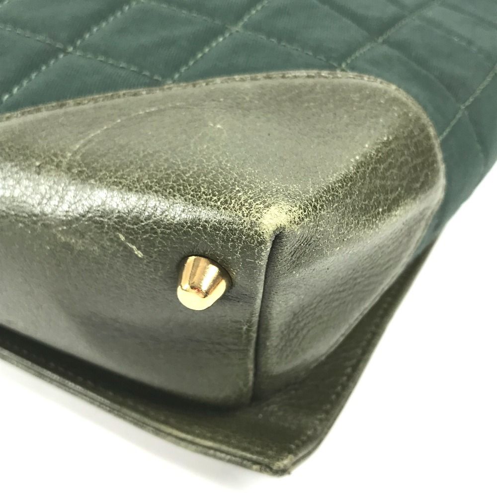 Chanel Shoulder Bag Choco Bar CC Logo Nylon Leather Khaki — view 6