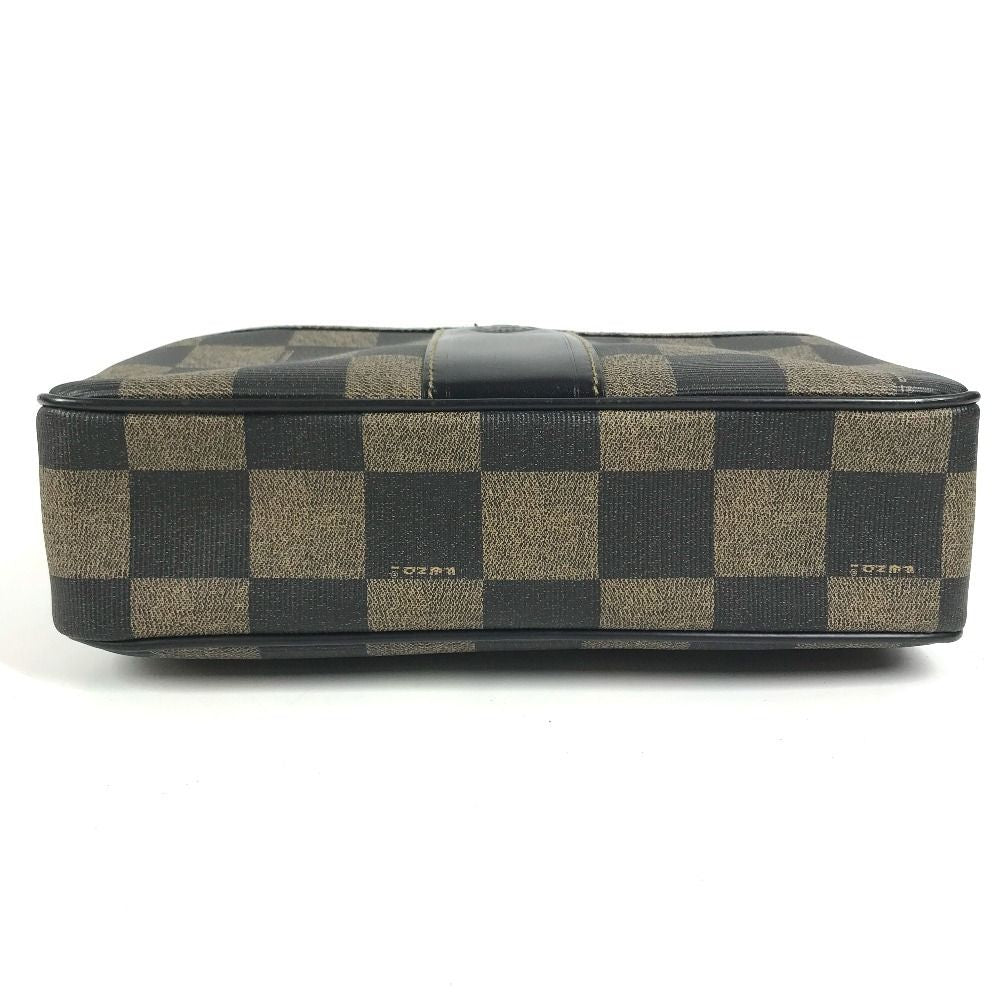 Fendi Shoulder Bag Pecan Logo Vintage Leather Khaki — view 5
