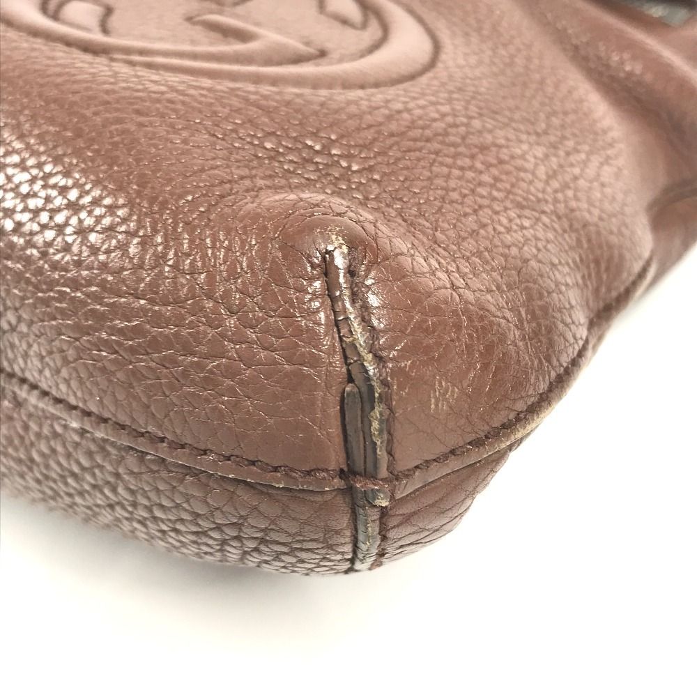 Gucci Shoulder Bag Interlocking G Logo Leather Brown — view 6
