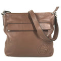 Gucci Shoulder Bag Interlocking G Logo Leather Brown