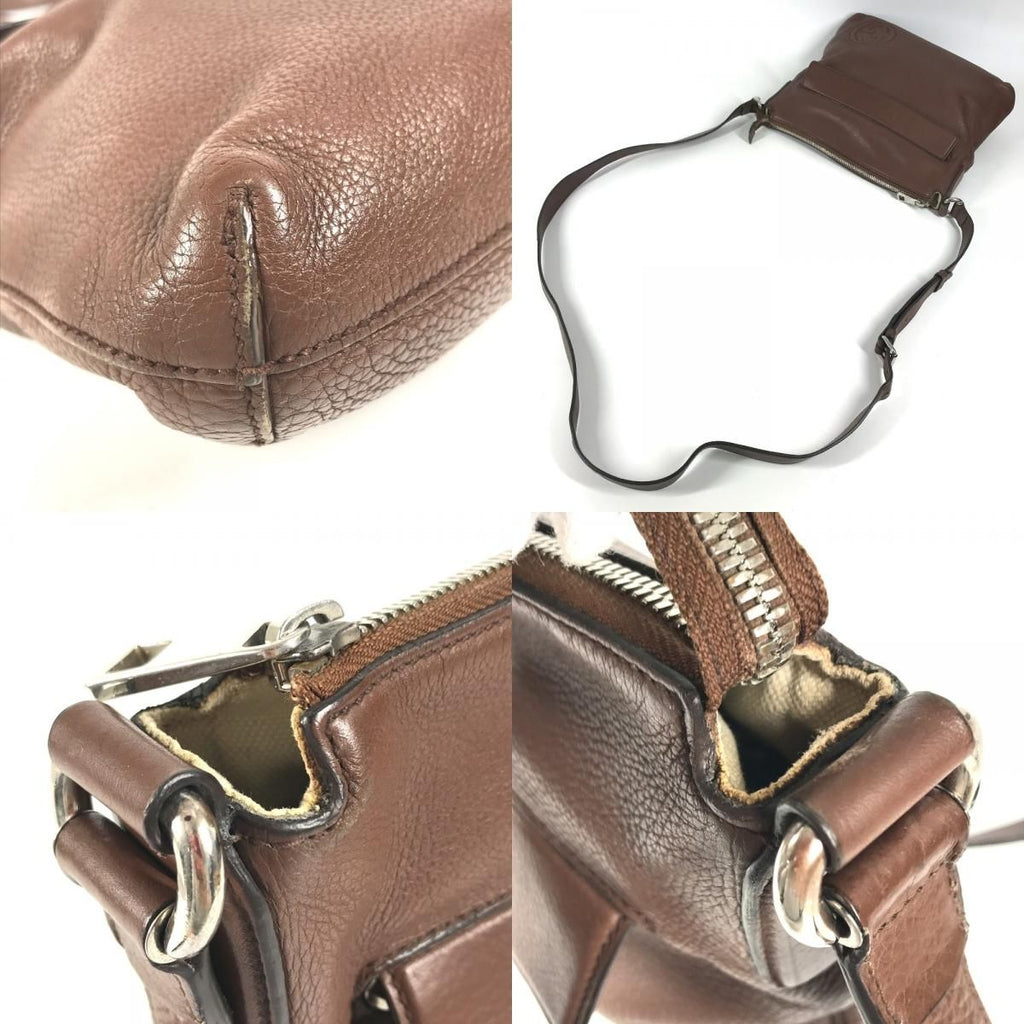 Gucci Shoulder Bag Interlocking G Logo Leather Brown — view 7