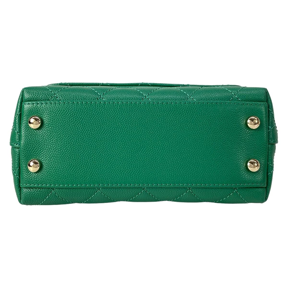 Chanel Handbag Top Handle Mini Flap Bag Coco XXS Quilted Green Silver — view 5