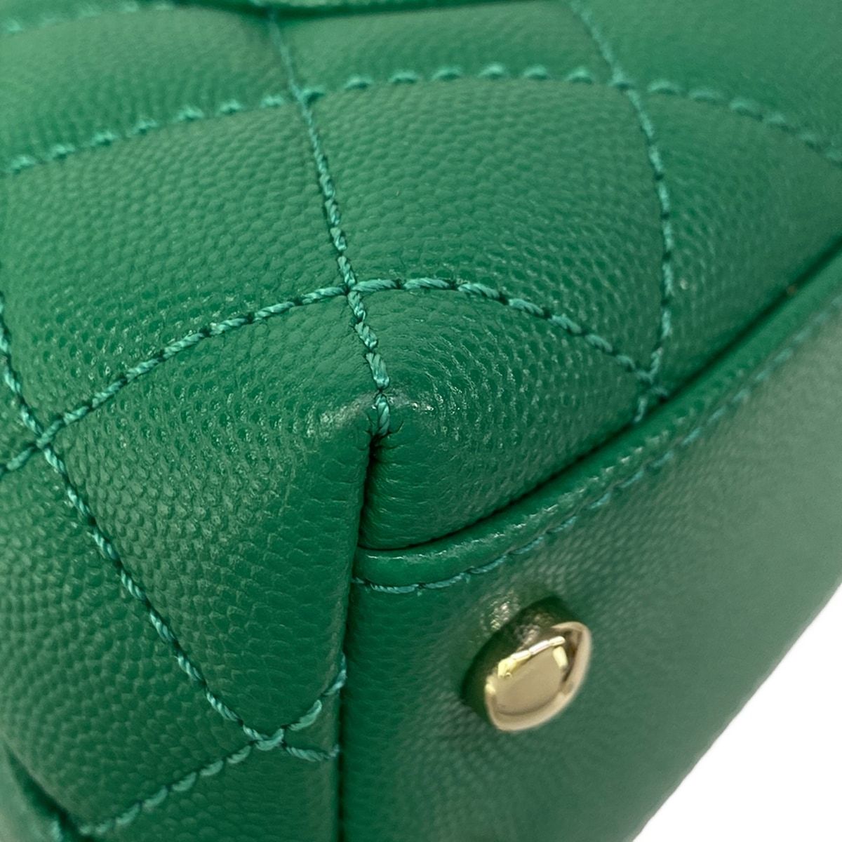 Chanel Handbag Top Handle Mini Flap Bag Coco XXS Quilted Green Silver — view 8