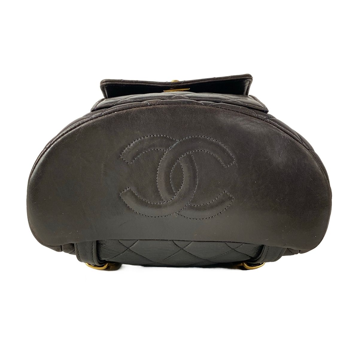Chanel Backpack Quilted Black Chain Shoulder Gold Lambskin — view 5
