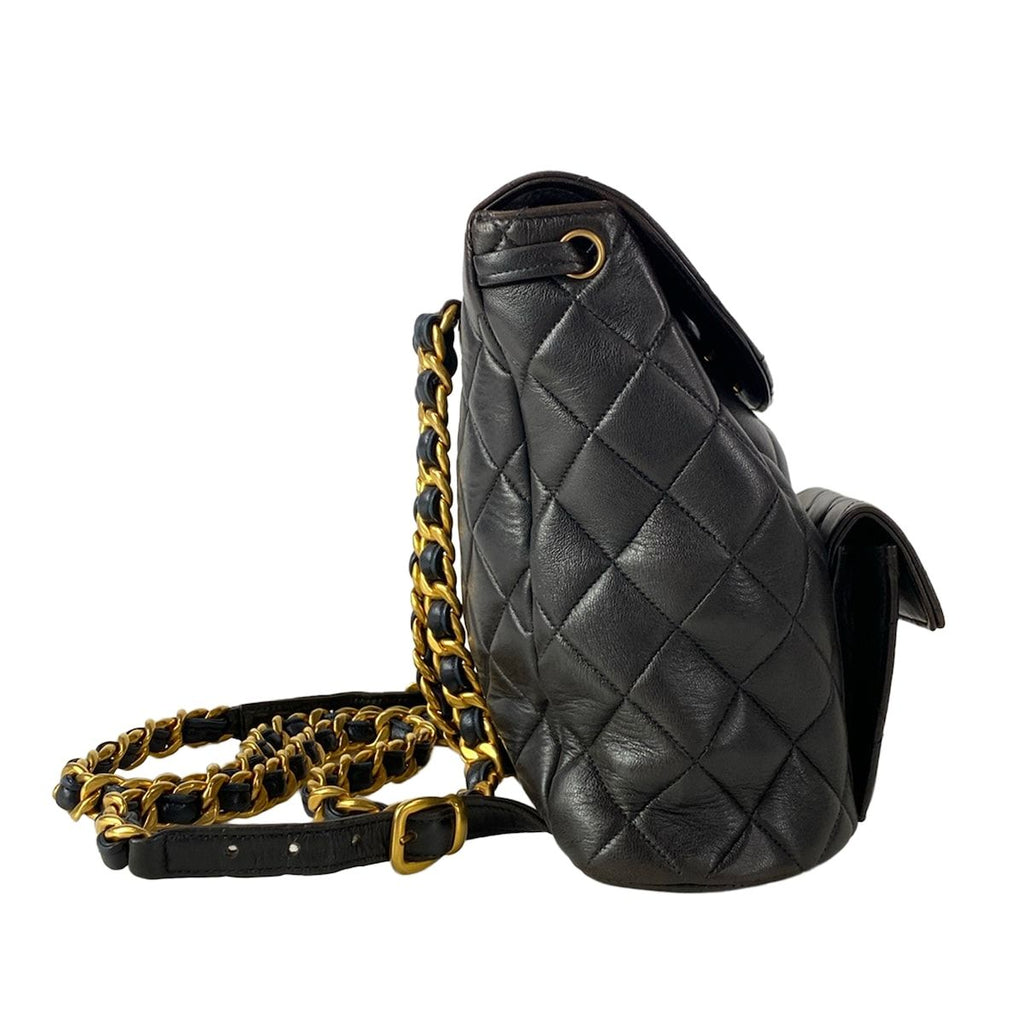 Chanel Backpack Quilted Black Chain Shoulder Gold Lambskin — view 2