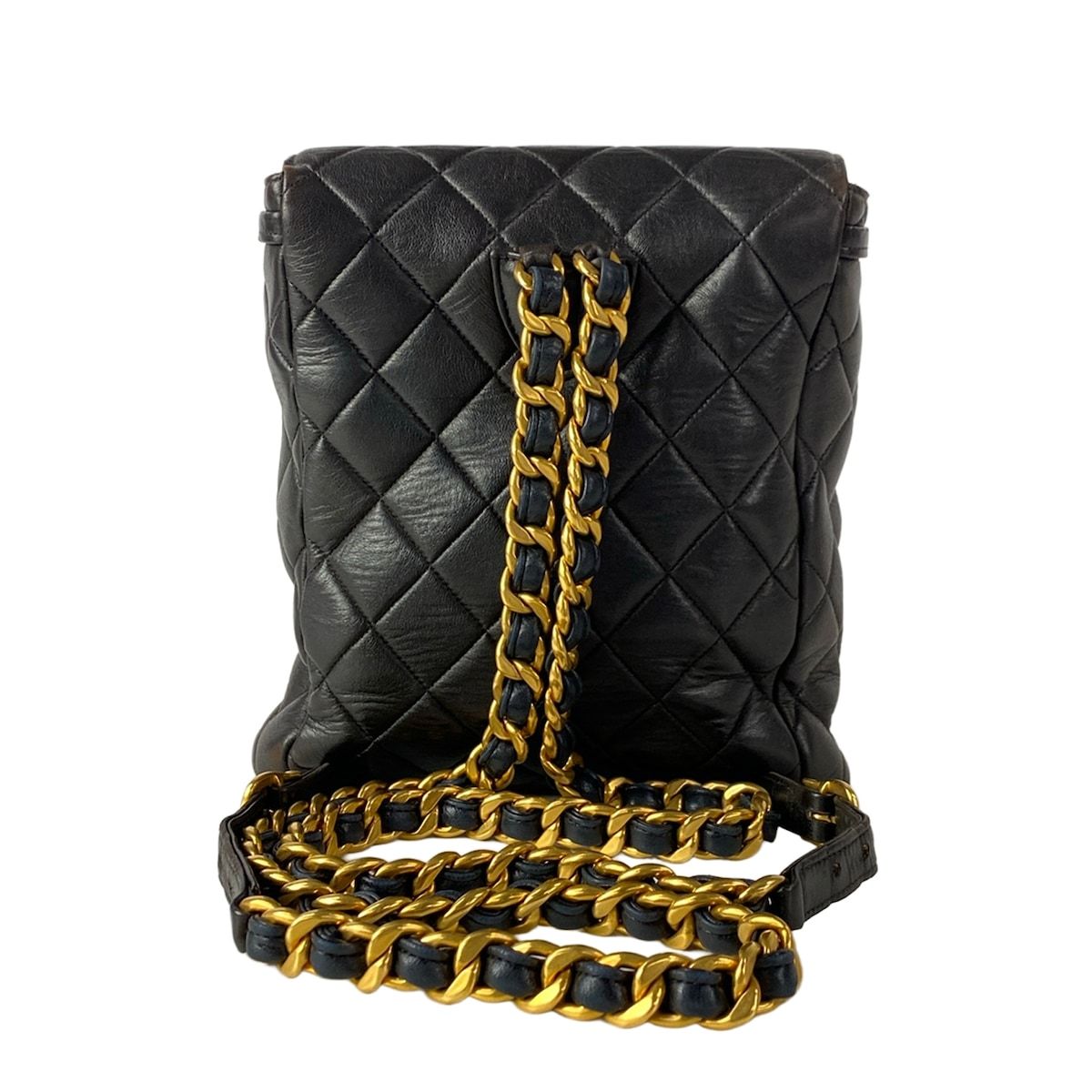 Chanel Backpack Quilted Black Chain Shoulder Gold Lambskin — view 3