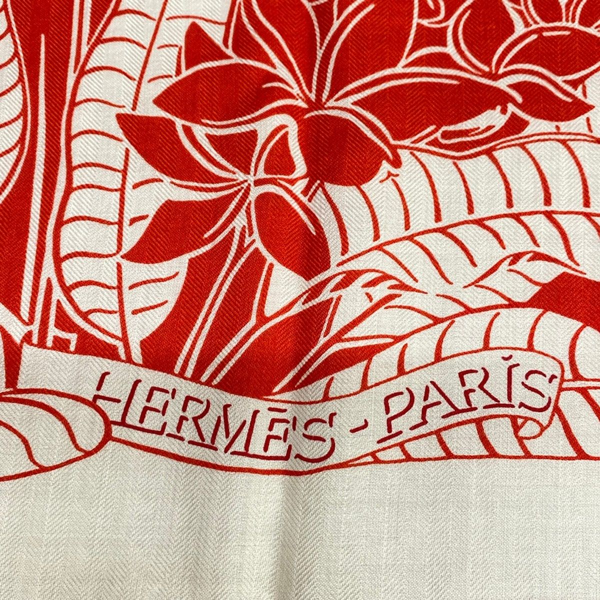 Hermes Shawl White Red Flamingo Party Cashmere Silk Scarf — view 5