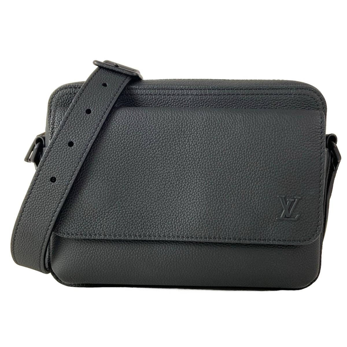Louis Vuitton Shoulder Bag LV Aerogram Boarding Messenger Black Leather Cowhide