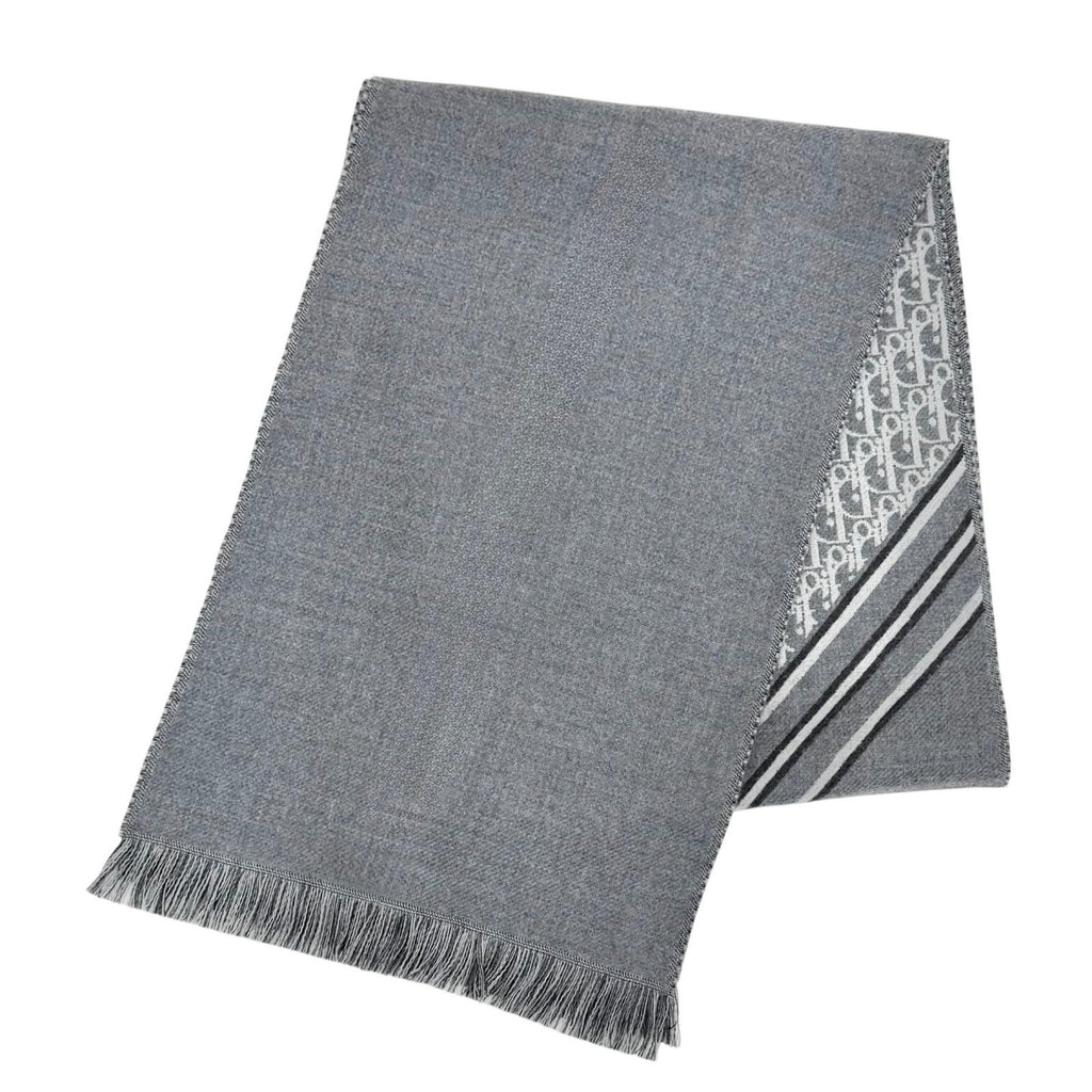 Dior Homme Trotter Wool 100% Fringe Long Scarf Gray