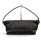 Gucci Vintage GG Canvas Leather Logo Plate Pouch Handbag Black — view 2