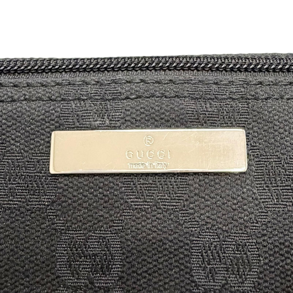 Gucci Vintage GG Canvas Leather Logo Plate Pouch Handbag Black — view 8