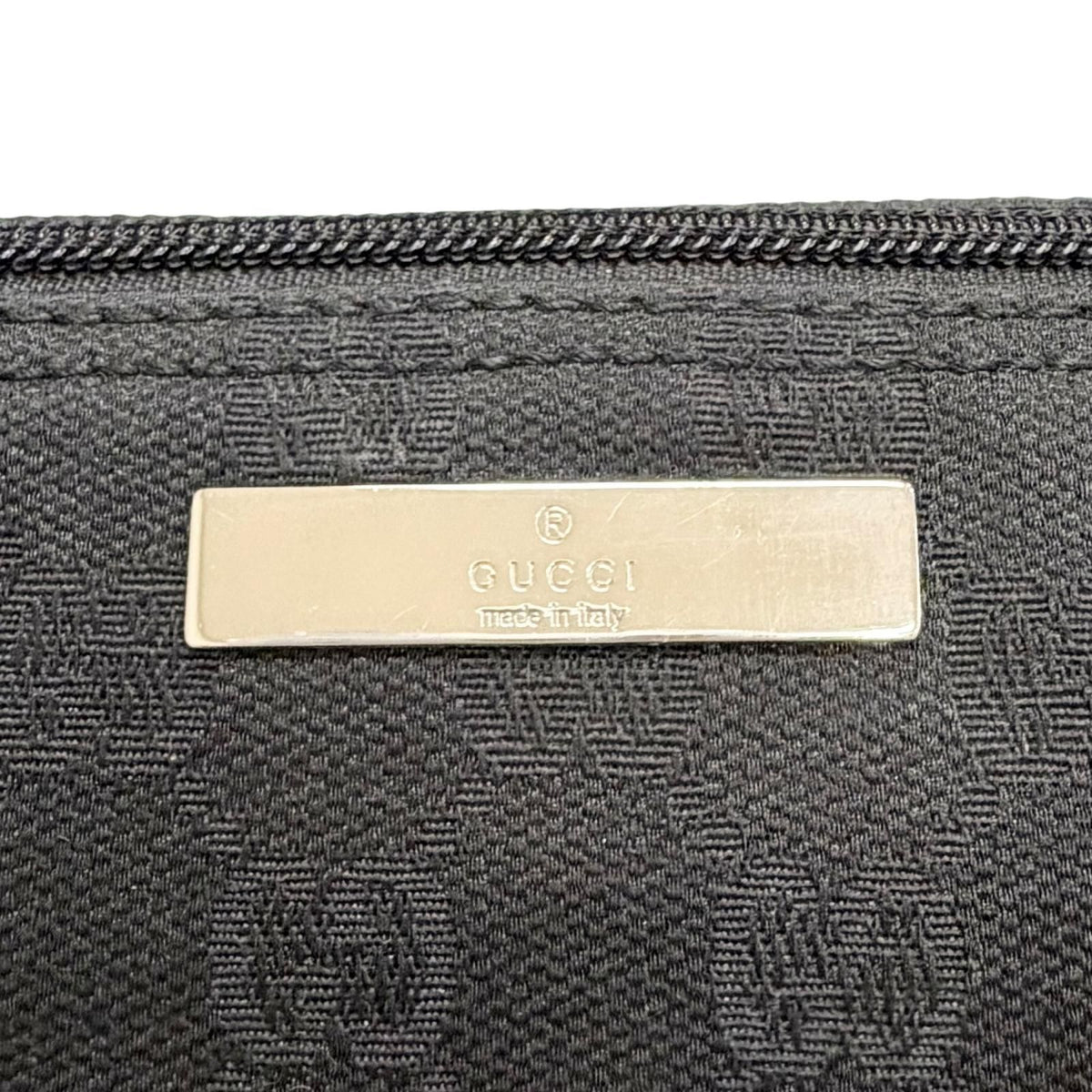 Gucci Vintage GG Canvas Leather Logo Plate Pouch Handbag Black — view 8