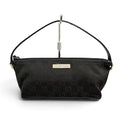 Gucci Vintage GG Canvas Leather Logo Plate Pouch Handbag Black
