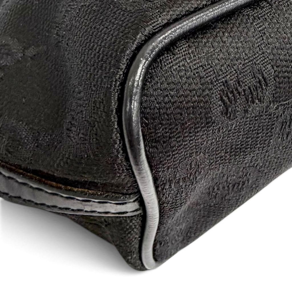 Gucci Vintage GG Canvas Leather Logo Plate Pouch Handbag Black — view 6
