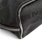 Gucci Vintage GG Canvas Leather Logo Plate Pouch Handbag Black — view 6