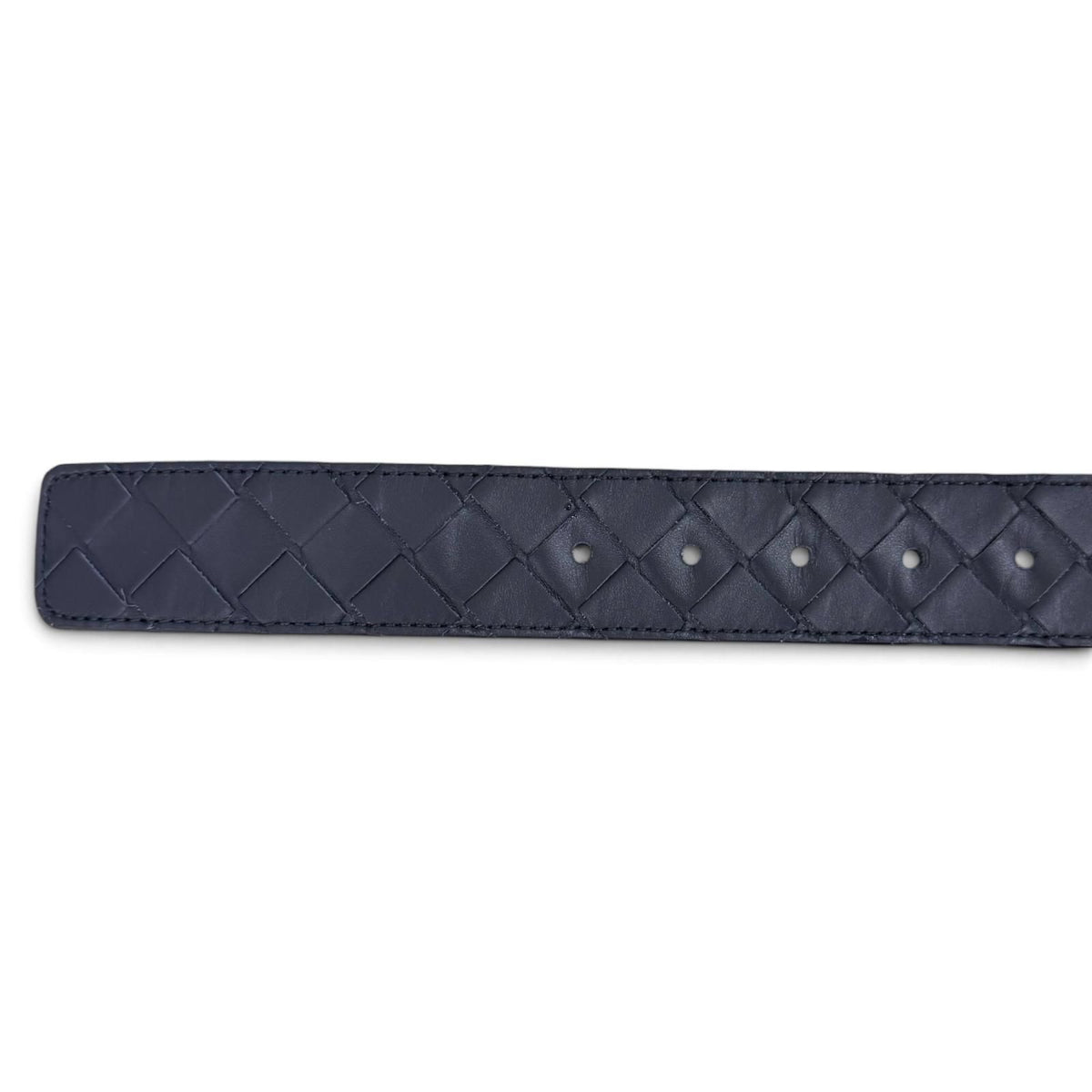 Bottega Veneta Intrecciato Leather Belt Navy Silver 95 — view 7