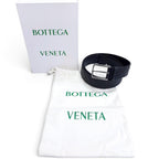 Bottega Veneta Intrecciato Leather Belt Navy Silver 95 — view 2