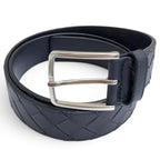 Bottega Veneta Intrecciato Leather Belt Navy Silver 95