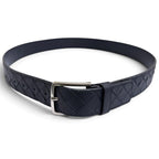 Bottega Veneta Intrecciato Leather Belt Navy Silver 95 — view 3