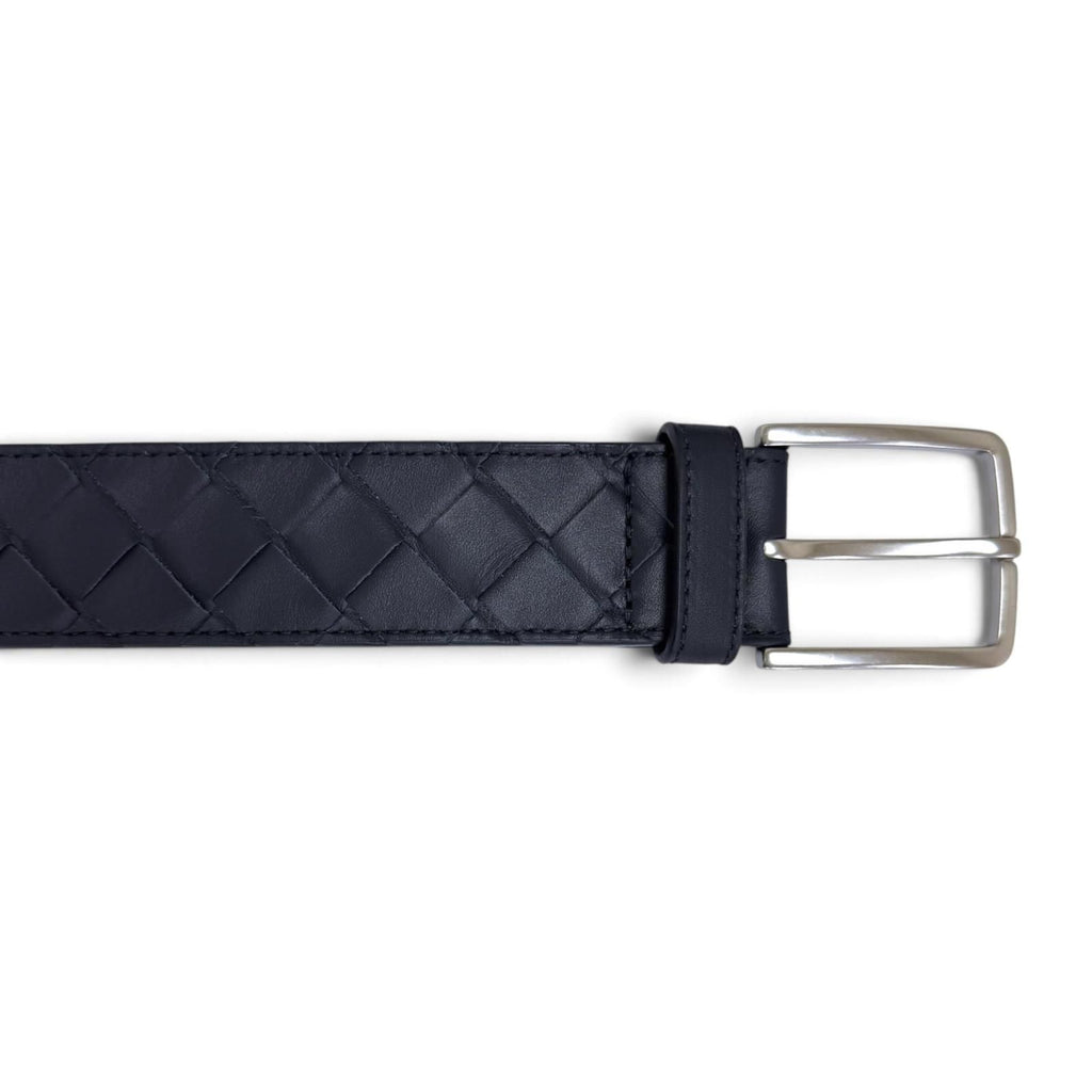 Bottega Veneta Intrecciato Leather Belt Navy Silver 95 — view 5