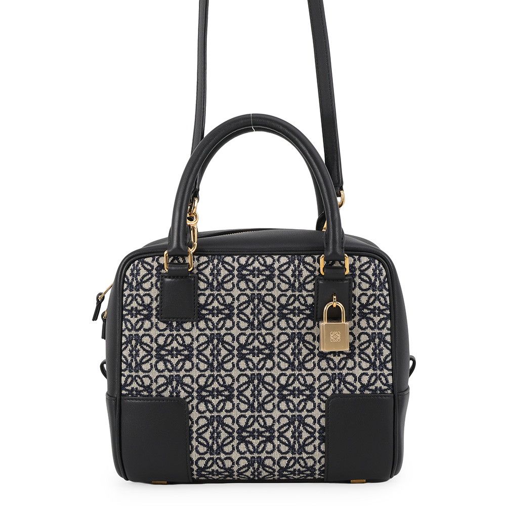 Loewe Amazona 19 Square Canvas Calfskin 2-Way Shoulder Bag Black