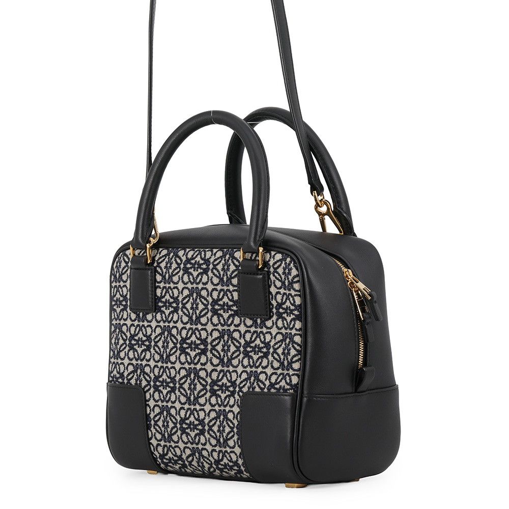 Loewe Amazona 19 Square Canvas Calfskin 2-Way Shoulder Bag Black — view 2
