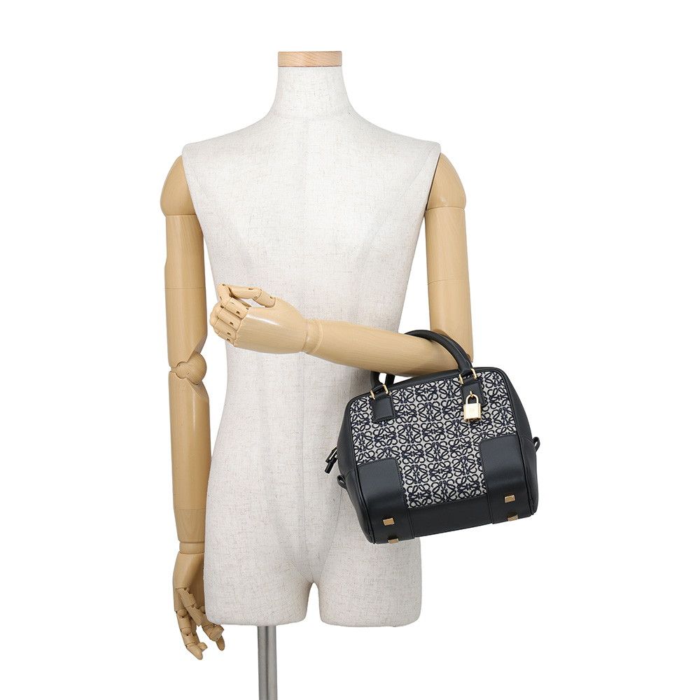 Loewe Amazona 19 Square Canvas Calfskin 2-Way Shoulder Bag Black — view 5