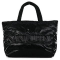 Saint Laurent Paris Tote Bag Wide Puffer Logo Shopping Black