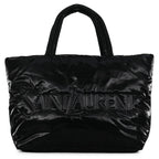 Saint Laurent Paris Tote Bag Wide Puffer Logo Shopping Black