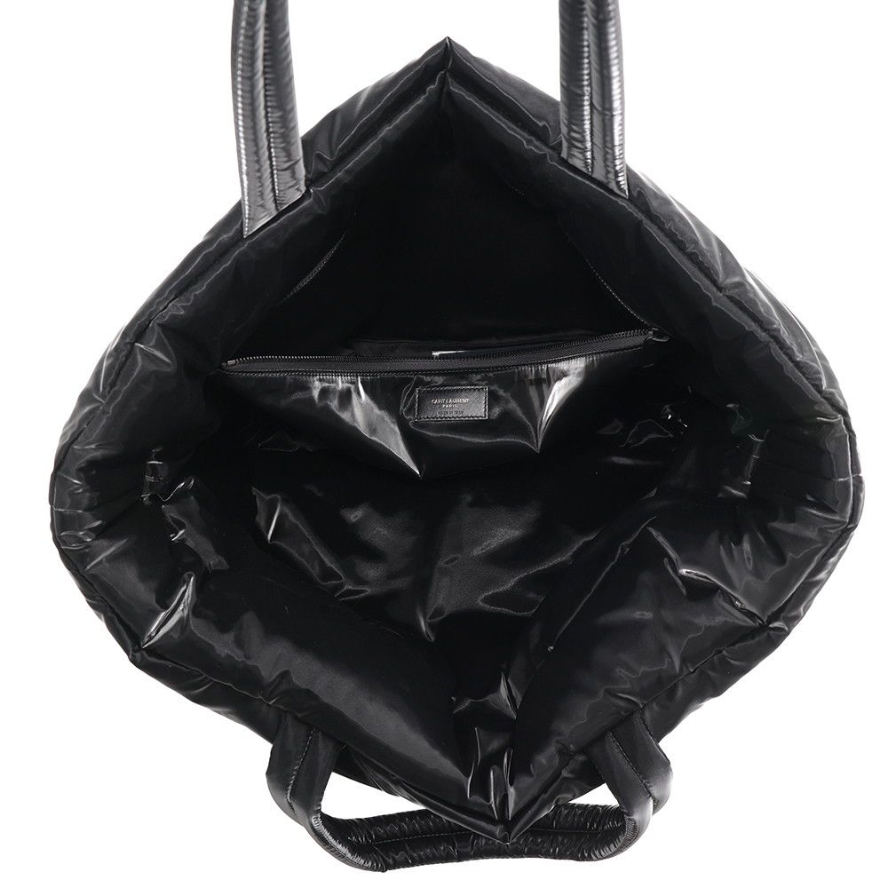 Saint Laurent Paris Tote Bag Wide Puffer Logo Shopping Black — view 5